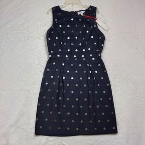 Elle Black Silver Metallic Polka Dot Sleeveless Back Zipper Dress Size 6